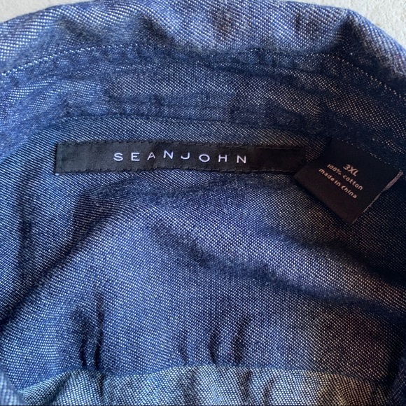 SEAN JOHN Denim Short Sleeve Button Down Shirt 100% Cotton Size 3XL EUC - Picture 4 of 5